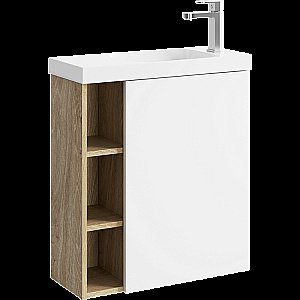 Тумба с раковиной Aqwella Alba 60 корпус дуб давос/фасад белый для ванной в интернет-магазине Sanbest