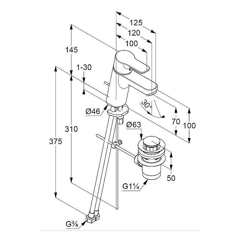 Смеситель для раковины Kludi Pure&Easy 373829165 купить в интернет-магазине сантехники Sanbest