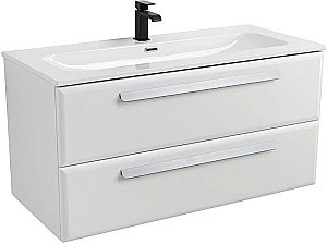 Тумба с раковиной Cezares ECO-CER-N 100 ECO-CER-N-1000-2C-SO-BL белая глянцевая для ванной в интернет-магазине Sanbest