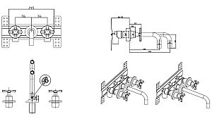Смеситель для раковины Burlington Riviera RS GOLD золото купить в интернет-магазине сантехники Sanbest