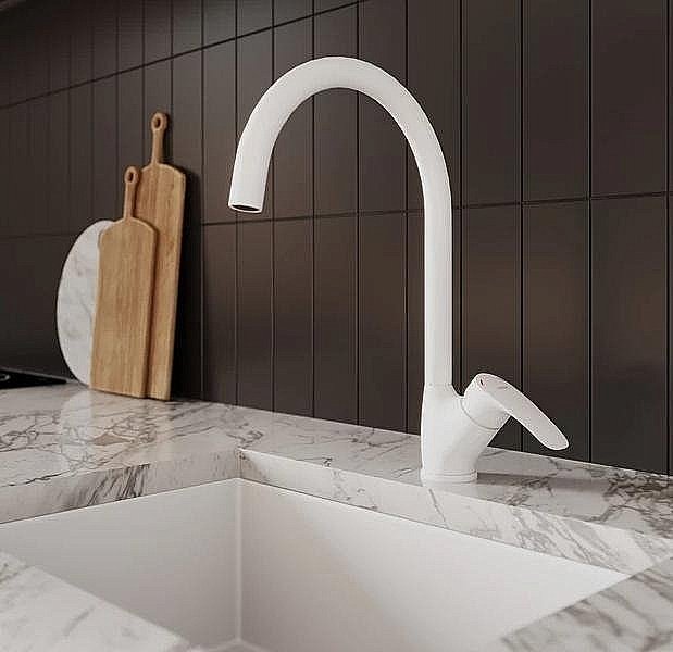 Смеситель для кухни Milardo Rora RORWT0JM05 белый купить в интернет-магазине сантехники Sanbest