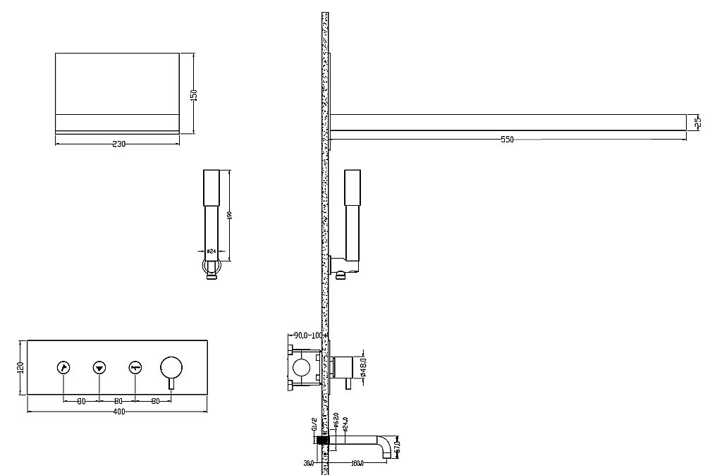 Душевая система Boheme Fusion 130-2-MG золото матовое купить в интернет-магазине сантехники Sanbest