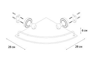Полка стеклянная угловая FIXSEN STYLE FX-41103A купить в интернет-магазине сантехники Sanbest