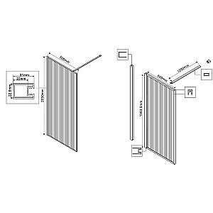 Душевая перегородка Vincea Walk-In VSW-1HP700FLBG 70 стекло рифленое/профиль брашированное золото купить в интернет-магазине Sanbest