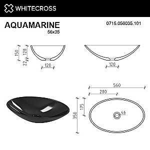 Раковина накладная WhiteCross Aquamarine 56 0715.056035.101 черная купить в интернет-магазине Sanbest