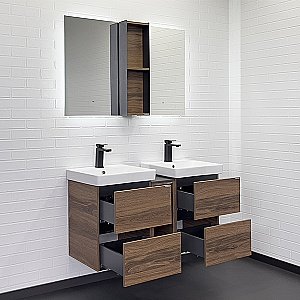 Тумба с раковиной Comforty Дартфорд 110 дуб тёмно коричневый для ванной в интернет-магазине Sanbest