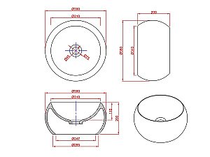 Раковина накладная Montebianco PALLA 12033 белая матовая купить в интернет-магазине Sanbest