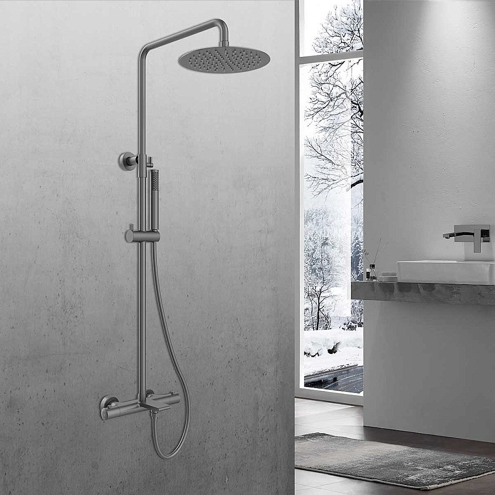 Душевая система Vincea Vogue VSFS-1V1TGM вороненая сталь купить в интернет-магазине сантехники Sanbest