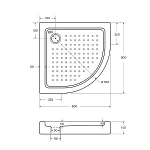 Душевой поддон Cezares TRAY-A-R-15-W 80х80 купить в интернет-магазине Sanbest