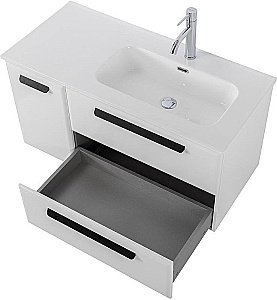 Тумба с раковиной Cezares ECO-CER-N 100 ECO-CER-N-1000-2C-1A-SO-BL белая глянцевая для ванной в интернет-магазине Sanbest