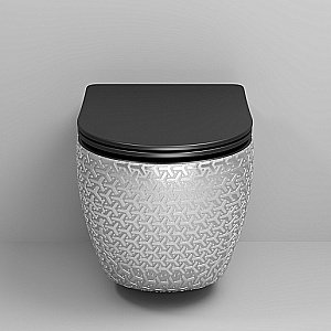 Унитаз подвесной Grossman Color GR-4411SBRS безободковый, с крышкой микролифт, серебро/декор купить в интернет-магазине Sanbest