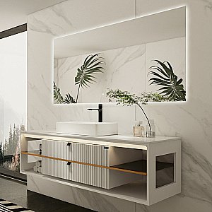 Тумба с раковиной Black & White Gravity AV707.1500 WHITE белый матовый для ванной в интернет-магазине Sanbest