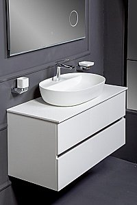 Тумба с раковиной и столешницей Armadi Art Vallessi 120 белая глянец для ванной в интернет-магазине Sanbest