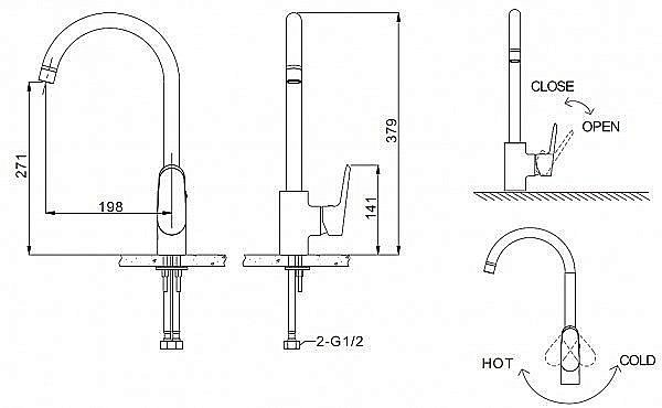Смеситель для кухни BRAVAT Pure F7105161C купить в интернет-магазине сантехники Sanbest