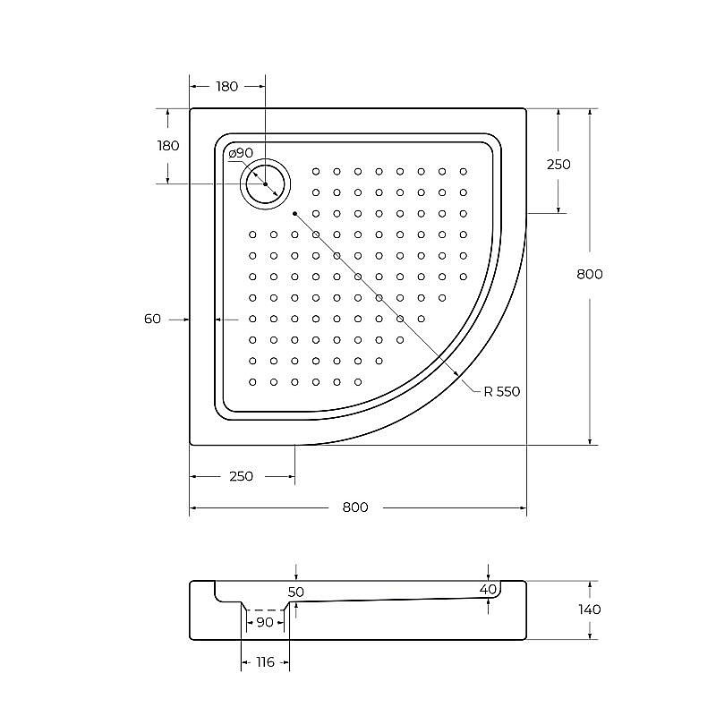 Душевой поддон Cezares TRAY-A-R-15-W 80х80 купить в интернет-магазине Sanbest