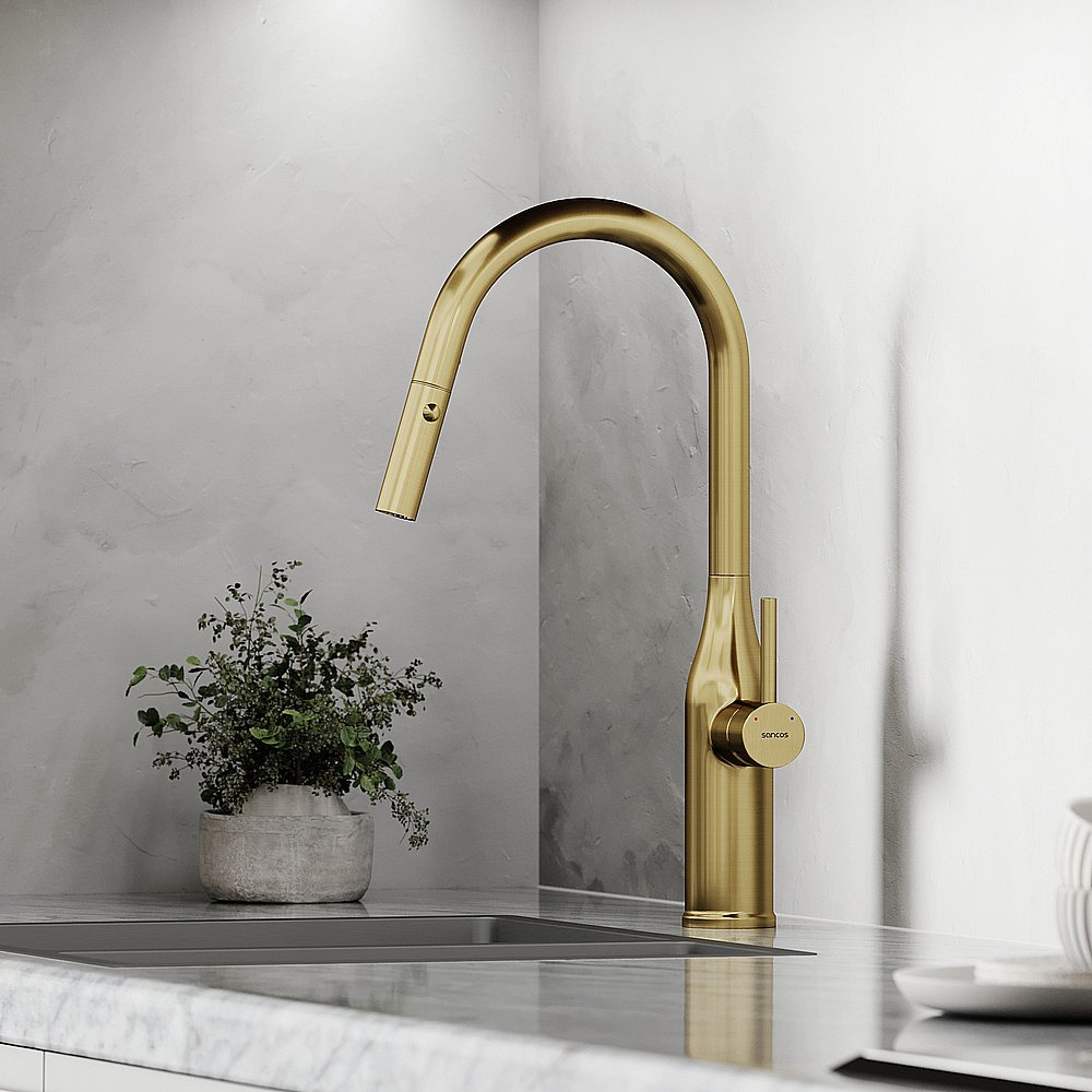 Смеситель для кухни Sancos Grand SC4002BG брашированное золото купить в интернет-магазине сантехники Sanbest