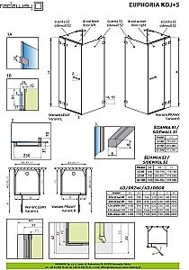 Душевой уголок Radaway Euphoria KDJ+S 80х100 стекло прозрачное/профиль хром купить в интернет-магазине Sanbest