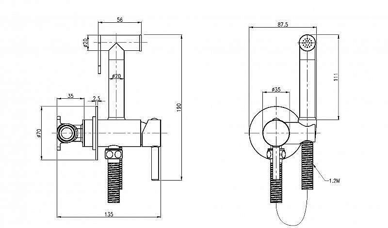 Гигиенический душ Cezares CZR-SET-DA1-ID2-FMM120-01 купить в интернет-магазине сантехники Sanbest