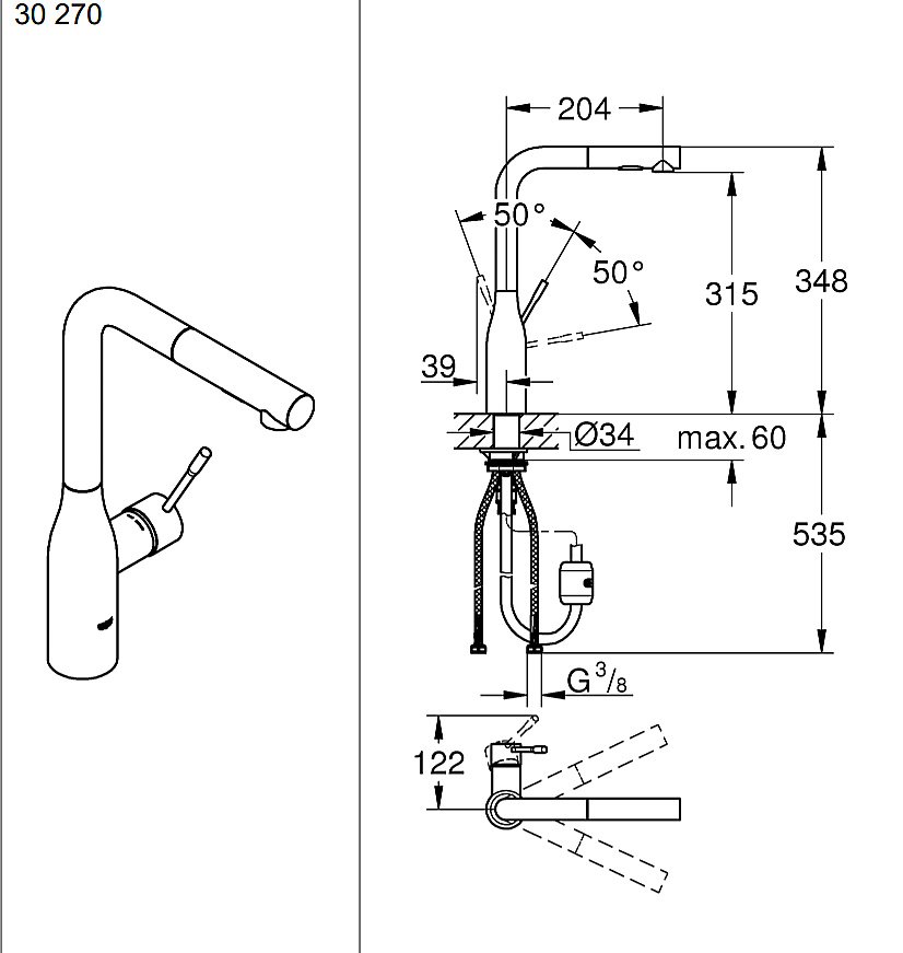 Смеситель для кухни Grohe Essence New 30270DA0 купить в интернет-магазине сантехники Sanbest