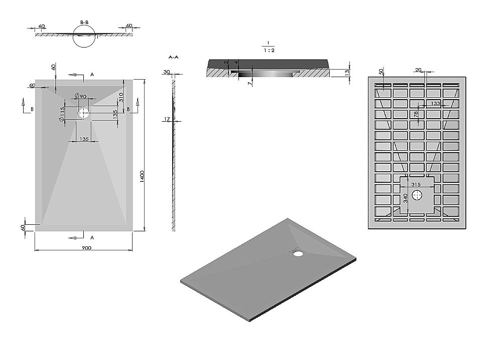 Душевой поддон Vincea VST-4SR9014A 140х90 антрацит купить в интернет-магазине Sanbest