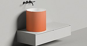 Раковина накладная Salini ARMONIA 04 130118MRH 46 из искусственного камня S-Stone, белая матовая, цвет по RAL снаружи купить в интернет-магазине Sanbest