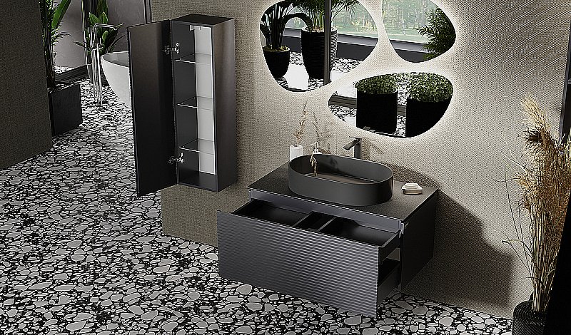 Тумба с раковиной Jorno Stone 100 белая для ванной в интернет-магазине Sanbest