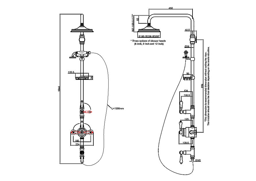 Душевая система Burlington Stour BF3S верхний душ 180 купить в интернет-магазине сантехники Sanbest