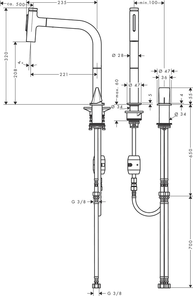 Смеситель для кухни Hansgrohe Metris Select M71 200 73819000 купить в интернет-магазине сантехники Sanbest