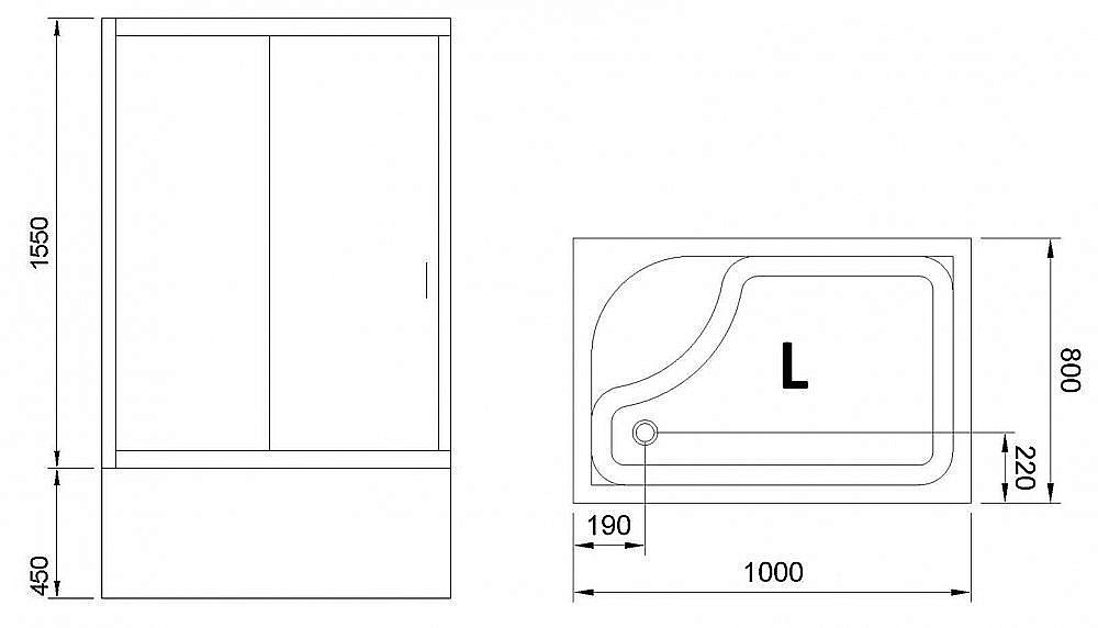 Душевой уголок Royal Bath RB8100BP-T 100х80 прозрачный купить в интернет-магазине Sanbest
