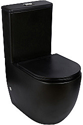 Унитаз напольный WeltWasser WW Merzbach 011 MT-BL 10000013291 черный матовый, безободковый, с бачком, с крышкой микролифт, слив торнадо купить в интернет-магазине Sanbest