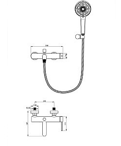 Смеситель для ванны с душем WONZON & WOGHAND STICK, Брашированный никель (WW-88639017-BN) купить в интернет-магазине сантехники Sanbest