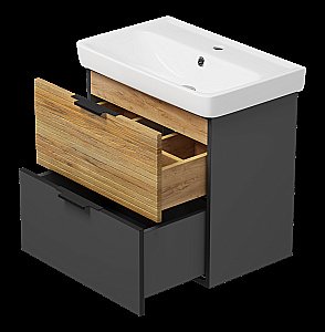 Тумба с раковиной Misty Форест - 60 Э-Фор-09060-0219-2Я светлое дерево/серый для ванной в интернет-магазине Sanbest