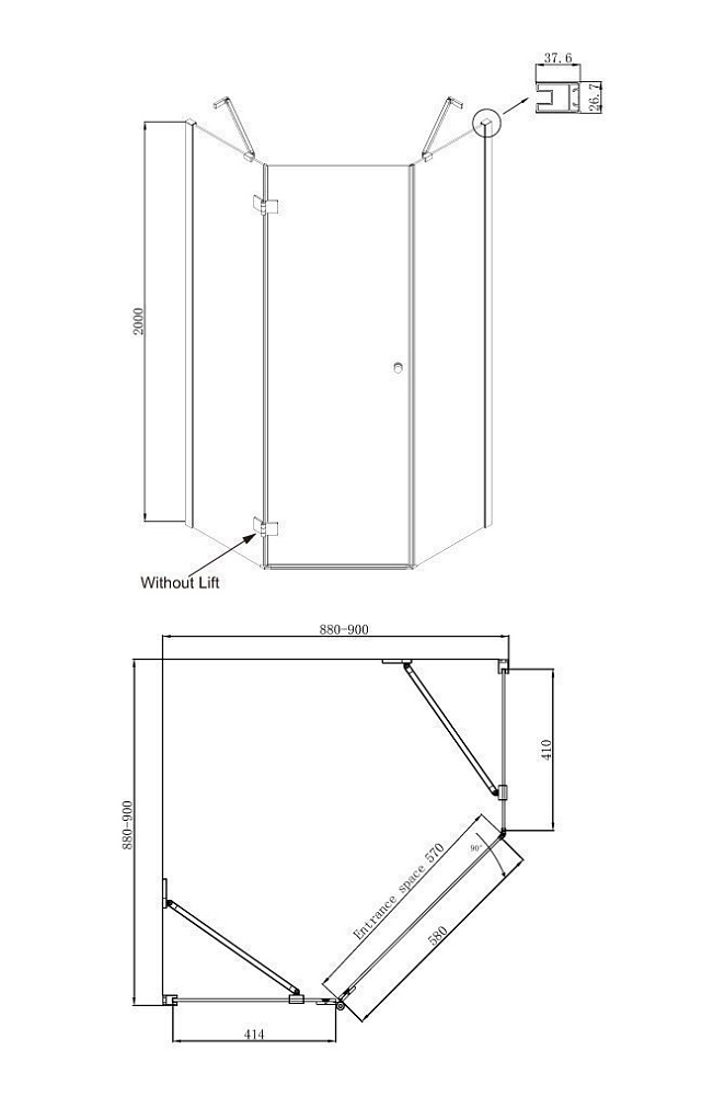 Душевой уголок Ambassador Diamond 90x90 12011111 купить в интернет-магазине Sanbest