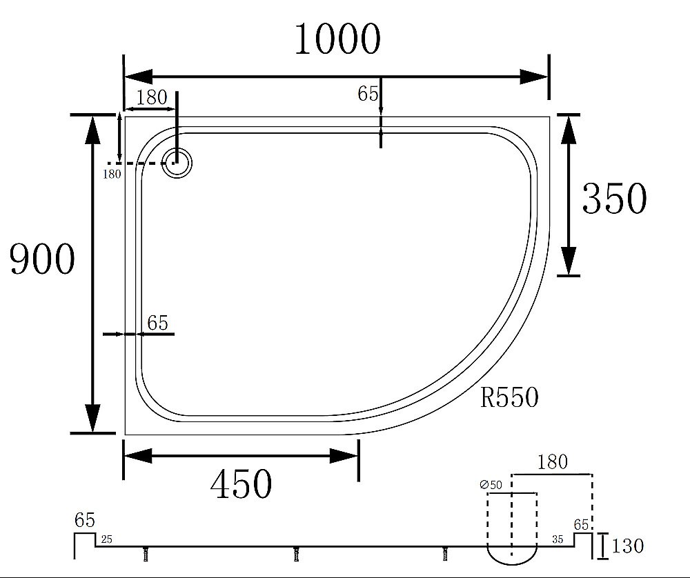 Душевой поддон Abber 90х100 AD3E109 L белый левый купить в интернет-магазине Sanbest