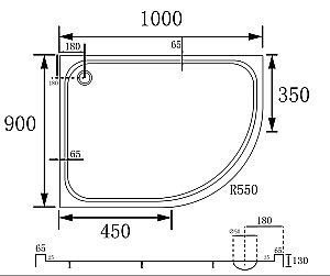 Душевой поддон Abber 90х100 AD3E109 L белый левый купить в интернет-магазине Sanbest