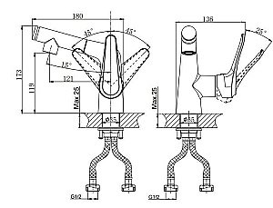 Смеситель для раковины Rush Jawa JA0735-12 купить в интернет-магазине сантехники Sanbest