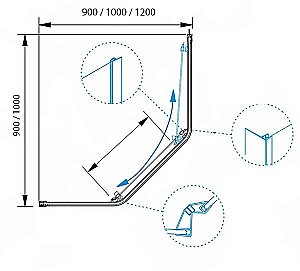 Душевой уголок RGW Passage PA-86 100х90 стекло прозрачное/профиль хром купить в интернет-магазине Sanbest