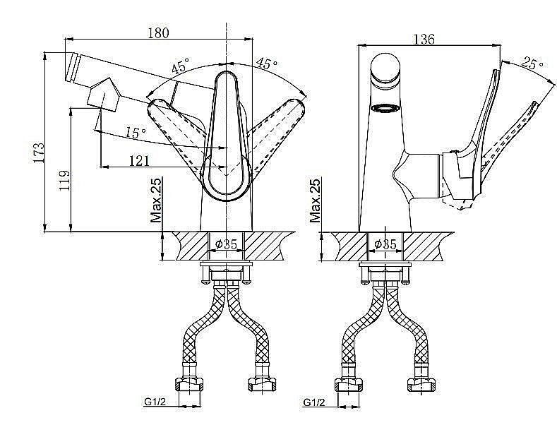 Смеситель для раковины Rush Jawa JA0735-12 купить в интернет-магазине сантехники Sanbest