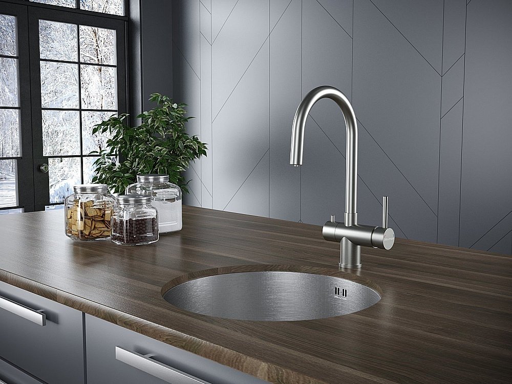 Смеситель для кухни Paulmark Heller He213218-BS брашированная сталь купить в интернет-магазине сантехники Sanbest