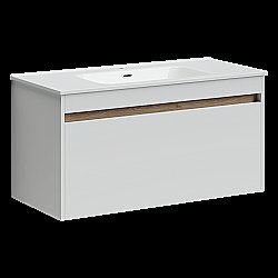 Тумба с раковиной Sancos Smart SM100W белый глянец для ванной в интернет-магазине Sanbest