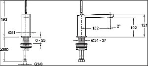 Cмеситель для раковины Jacob Delafon COMPOSED E73158-ND-CP купить в интернет-магазине сантехники Sanbest