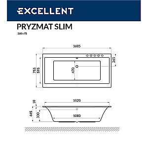 Гидромассажная ванна Excellent Pryzmat Slim 160х75 SMART WAEX.PRY16S.SMART.WH белая глянцевая купить в интернет-магазине Sanbest