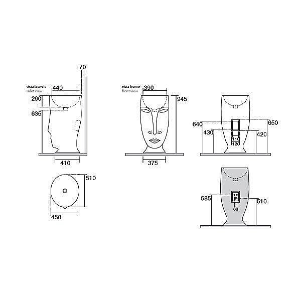 Раковина напольная Kerasan Artwork Moloco 45 474001bi*0 белая купить в интернет-магазине Sanbest
