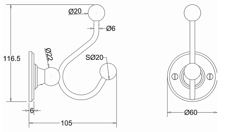 Крючок двойной Burlington A4 BNKL шлифованный никель купить в интернет-магазине сантехники Sanbest