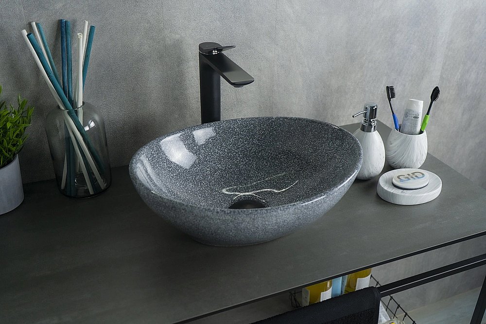 Раковина накладная Gid Lago 41 Mnc331 54430 серая купить в интернет-магазине Sanbest