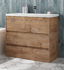 Тумба с раковиной Art&Max Family-M 100 напольная, дуб харбор золотой для ванной в интернет-магазине Sanbest