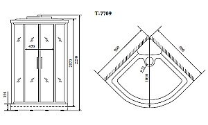 Душевая кабина Timo Lux T-7709 NEW 90x90 стекло прозрачное/профиль хром купить в интернет-магазине Sanbest