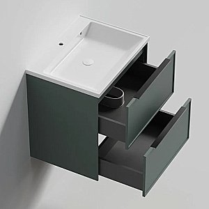 Тумба с раковиной La Fenice Simpla Twin 80 FNC-01-SIM-G-80-2 серо-зеленая матовая для ванной в интернет-магазине Sanbest