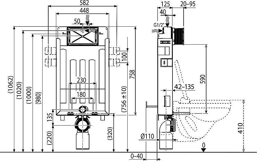 Бачок скрытого монтажа Ravak W II X01702 купить в интернет-магазине сантехники Sanbest
