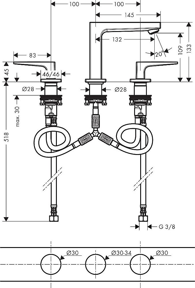 Смеситель для раковины Hansgrohe Metropol 110 74514000 купить в интернет-магазине сантехники Sanbest